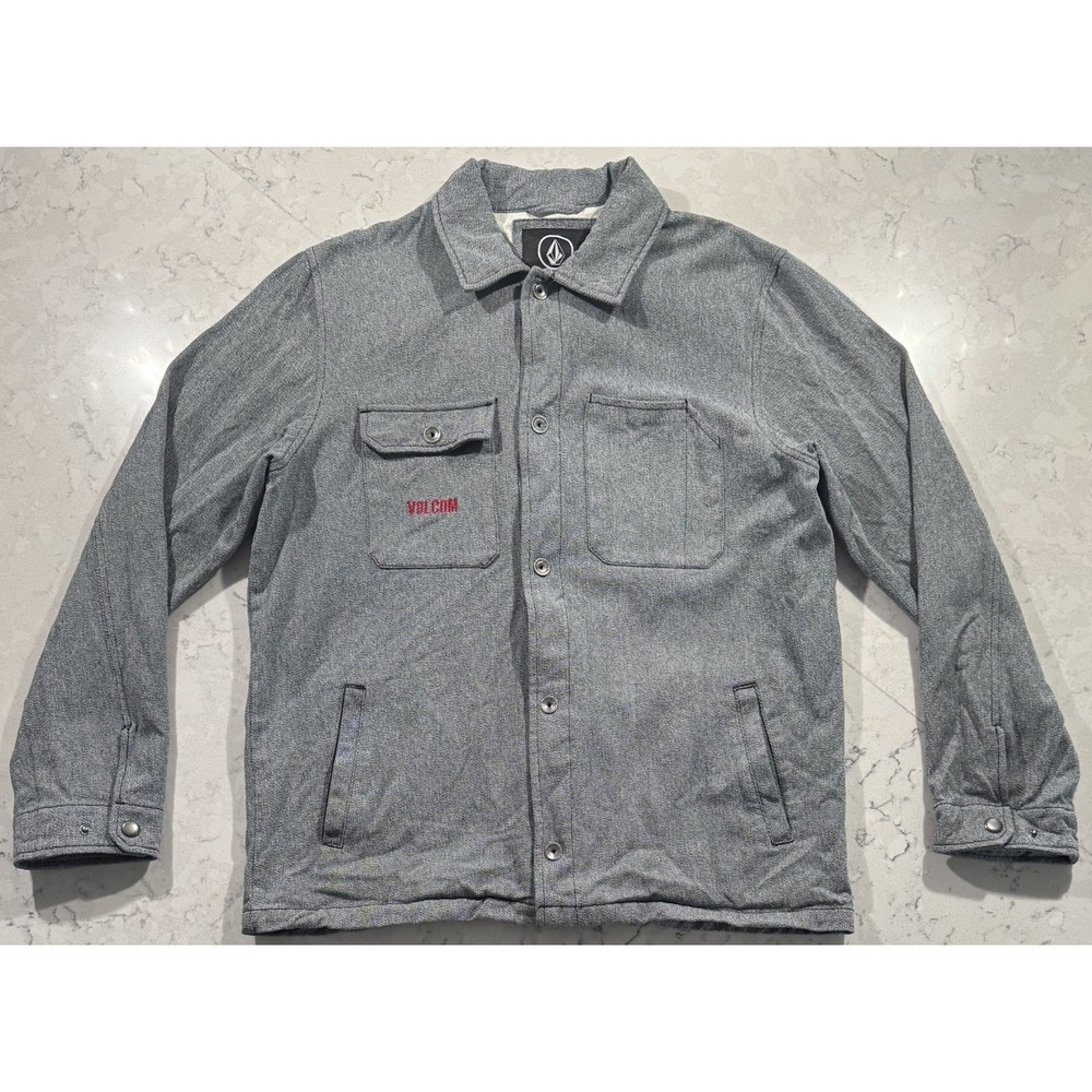 Volcom Heavyweight Jacket Shacket Mens Large Gray Canvas Workwear Skater Snap